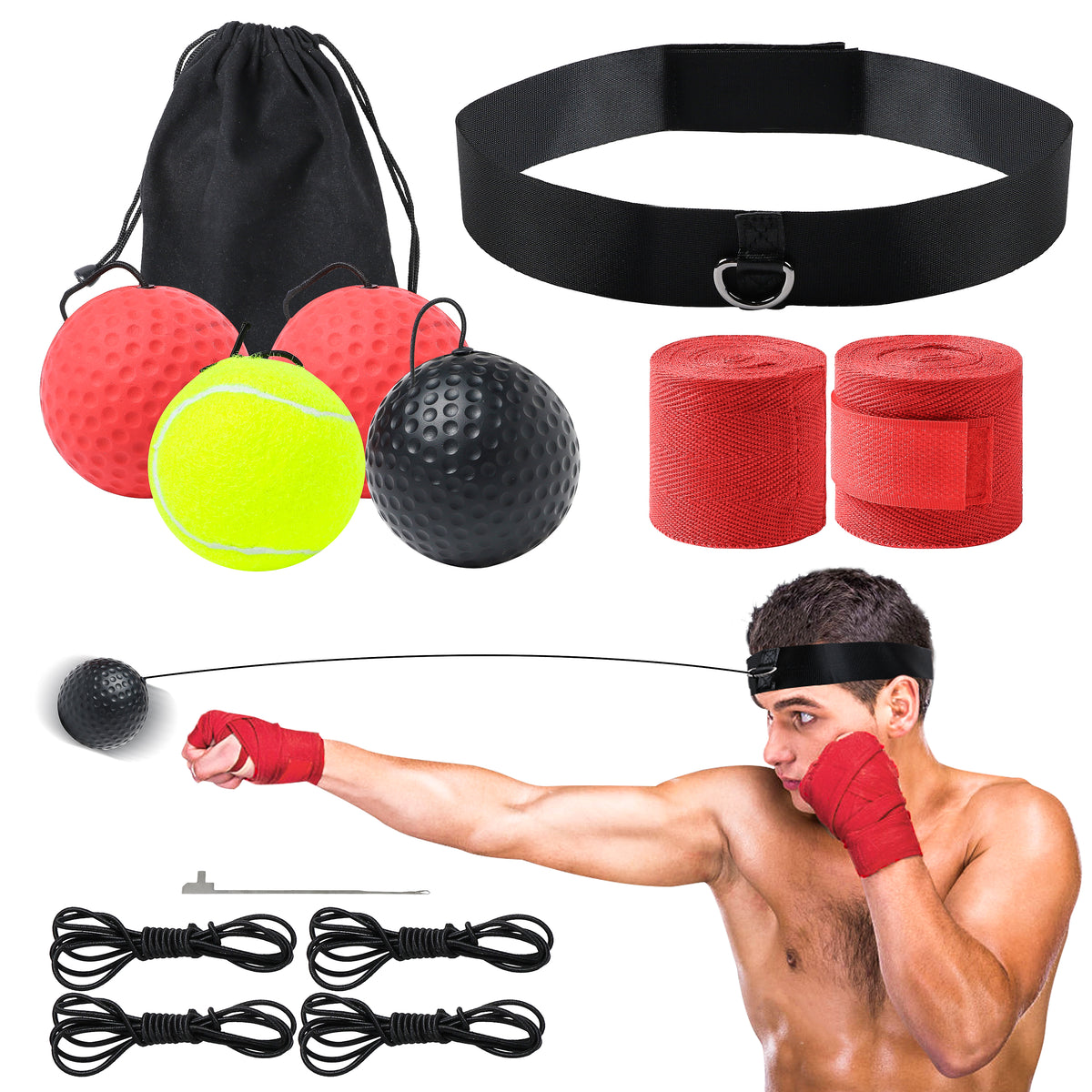  Boxing Reflex Ball Great for Reaction Speed and Hand Eye  Coordination Training Boxing Equipment Fight Speed, Boxing Gear, Punching  Ball Reflex Bag (Advanced) : Sports & Outdoors