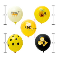 R HORSE 52 Pcs Bee Balloon Set 12 Inch Honey Yellow Black Polka Dots Latex Balloons