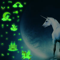 Glow in The Dark Wall Decals, 4Pcs Unicorn Fluorescent Stickers