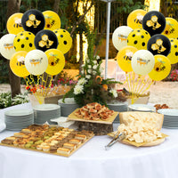 R HORSE 52 Pcs Bee Balloon Set 12 Inch Honey Yellow Black Polka Dots Latex Balloons