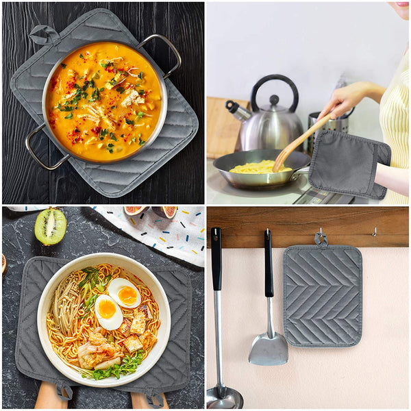 Set Of 2 Cotton Pot Holders, Non-slip Protective Cloths For Kitchen,  Cooking